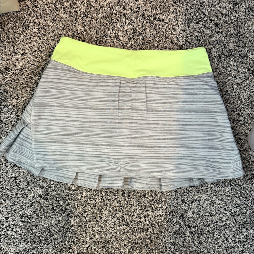 Athletic Skirt with Neon Yellow and Gray Stripes